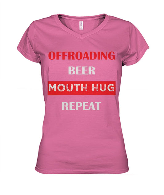 Offroading repeat in RED Women's V-Neck