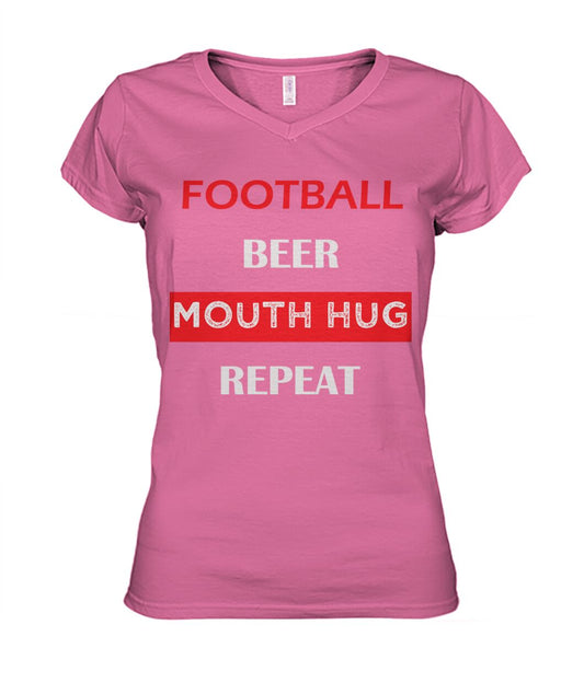 Football repeat in RED Women's V-Neck